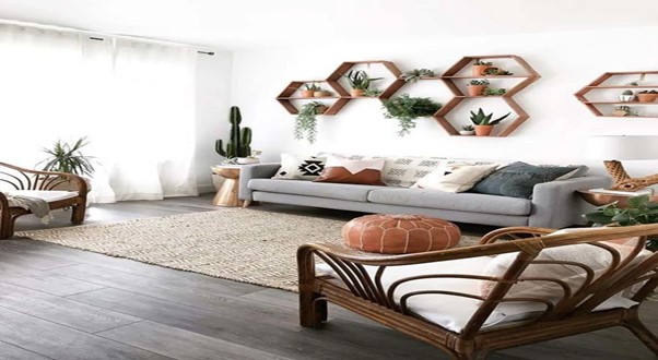 With the background wall installed like this, the living room looks good!  All are designer’s collections